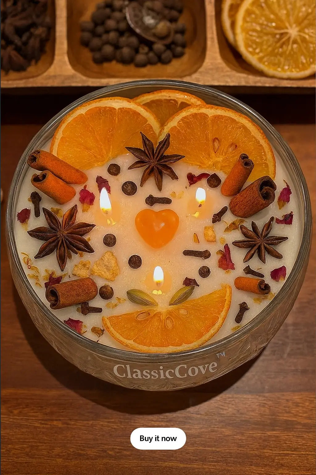 Classicove™ Aroma Candle – Vanilla, Cinnamon, Lime & Cloves Desi Hands