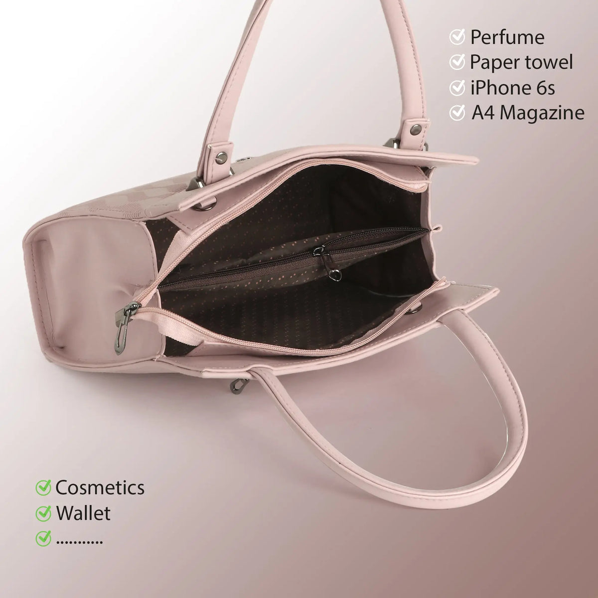 Classicove Elegant Pink Handbag with Multi-Compartments for Women Desi Hands