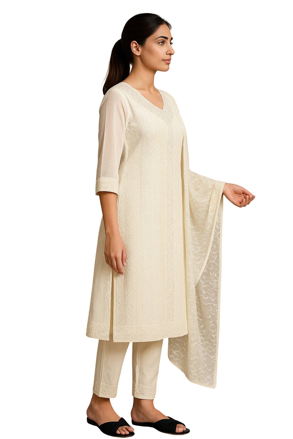 Classicove™ Ivory Pure Cotton Vichitra Suit Set – Exclusive at Desi Hands