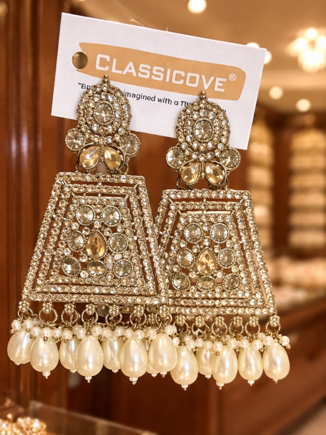 Classicove Premium Earrings with Pearl Drops – Traditional Designer Party Wear Jewelry for Women