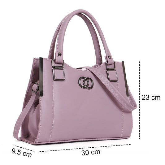 ClassiCove Women Lavender Handbag | PU Leather Satchel Bag with Sling Strap | Stylish Office & Casual Purs Desi Hands