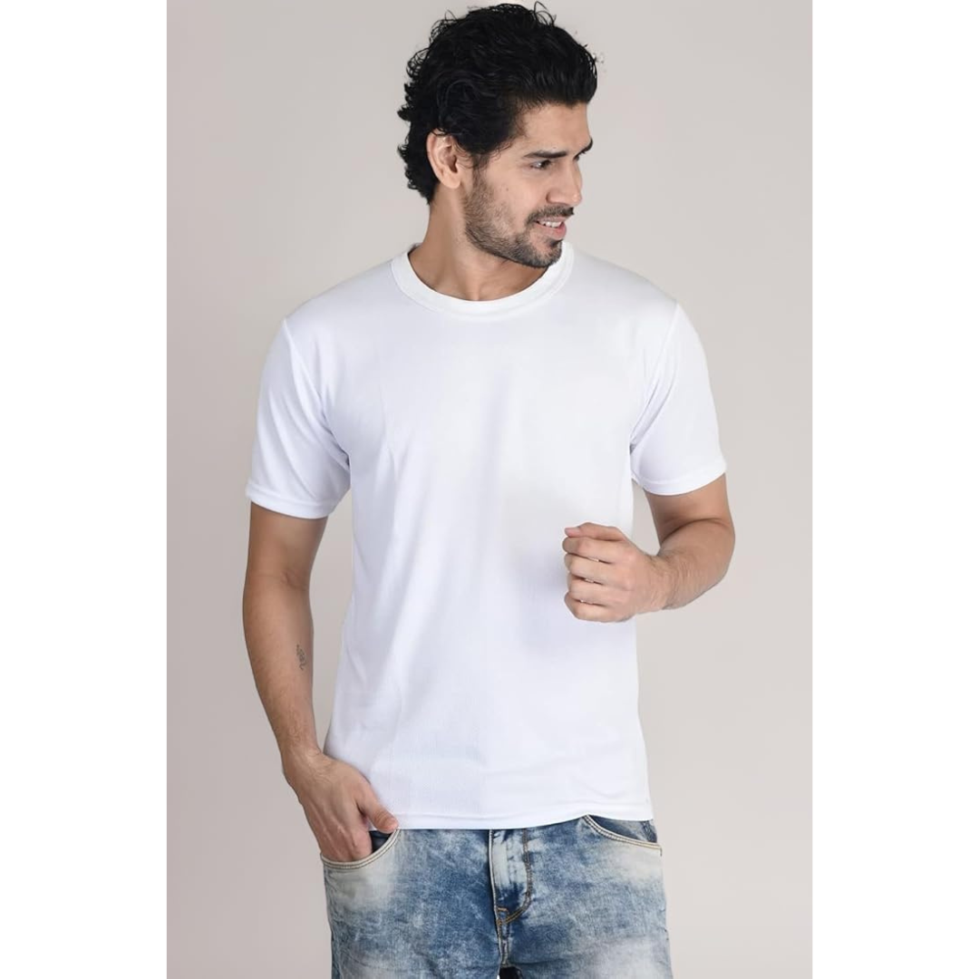 ClassiCove™ White Premium Polycotton Round Neck Tee – 180 GSM