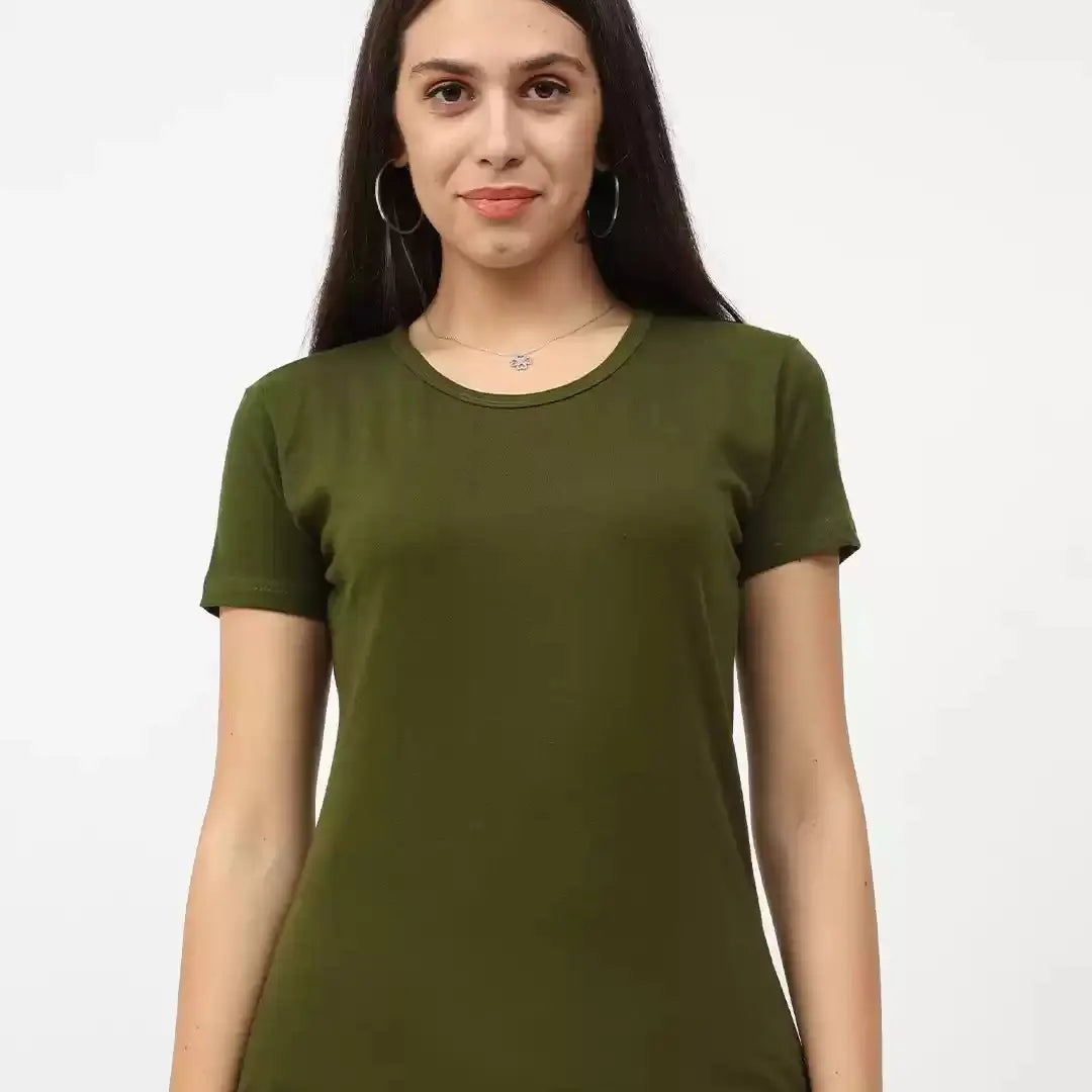 Olive Green Classic Round Neck Polycotton T-Shirt – 180 GSM by ClassiCove™ Desi Hands