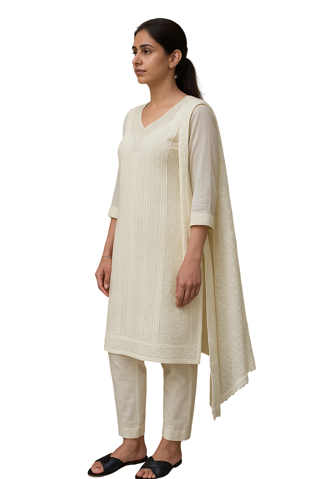 Classicove™ Ivory Pure Cotton Vichitra Suit Set – Exclusive at Desi Hands