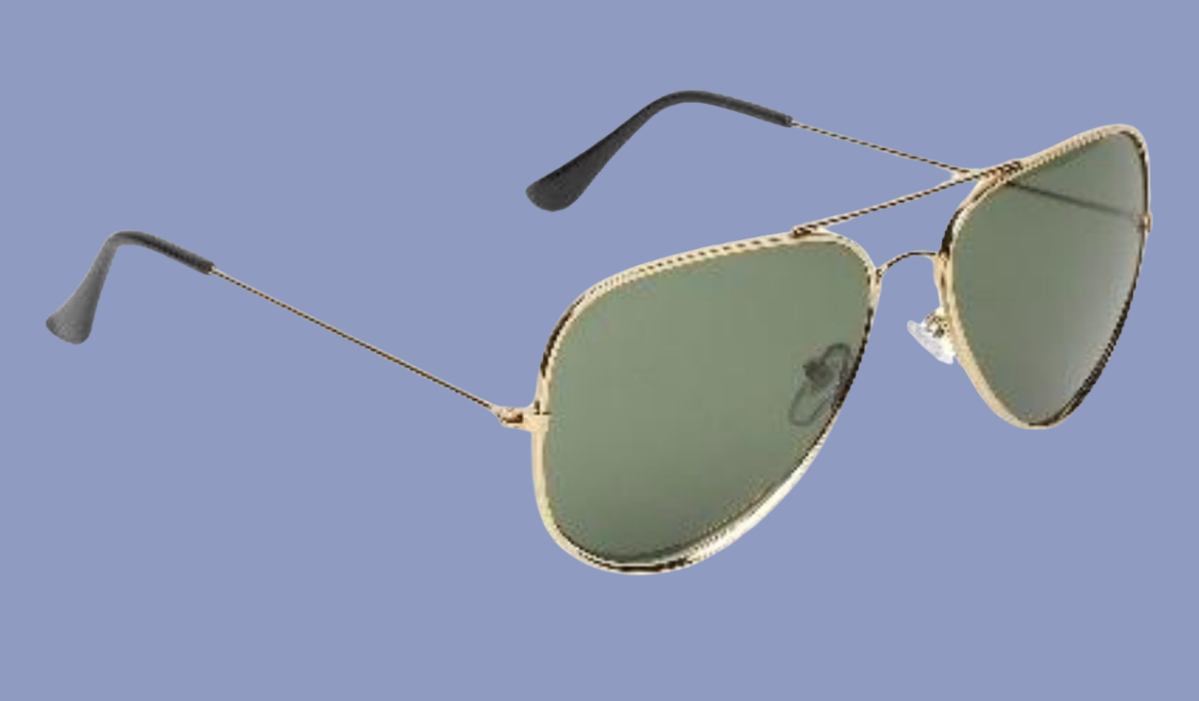 ClassiCove™ Polarised Aviator Sunglasses Green with Golden Frame