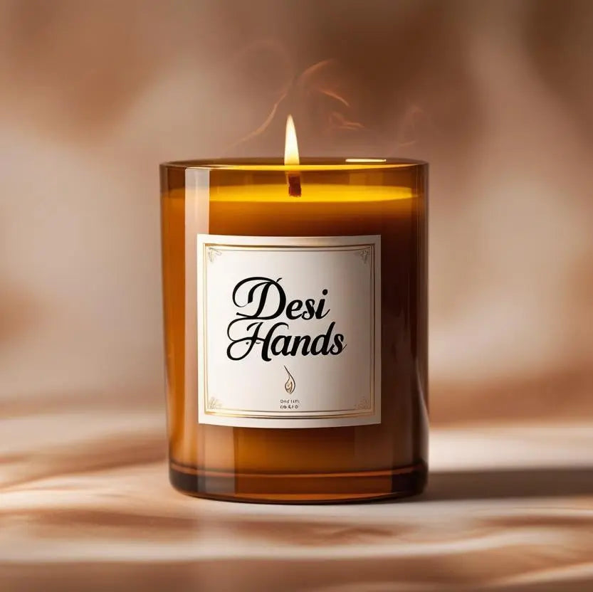 Ripple Candle- Golden Ember Desi Hands