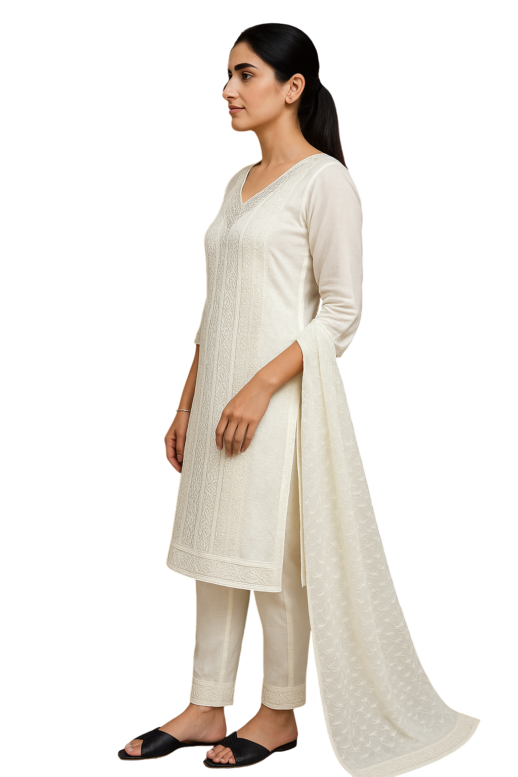 Classicove™ Ivory Pure Cotton Vichitra Suit Set – Exclusive at Desi Hands