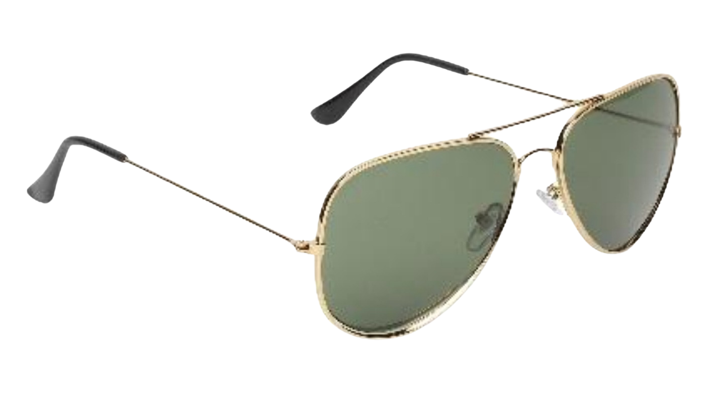 ClassiCove™ Polarised Aviator Sunglasses Green with Golden Frame