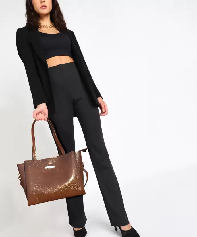 Classicove Elegant Brown Croc-Textured Tote Bag for Women Desi Hands