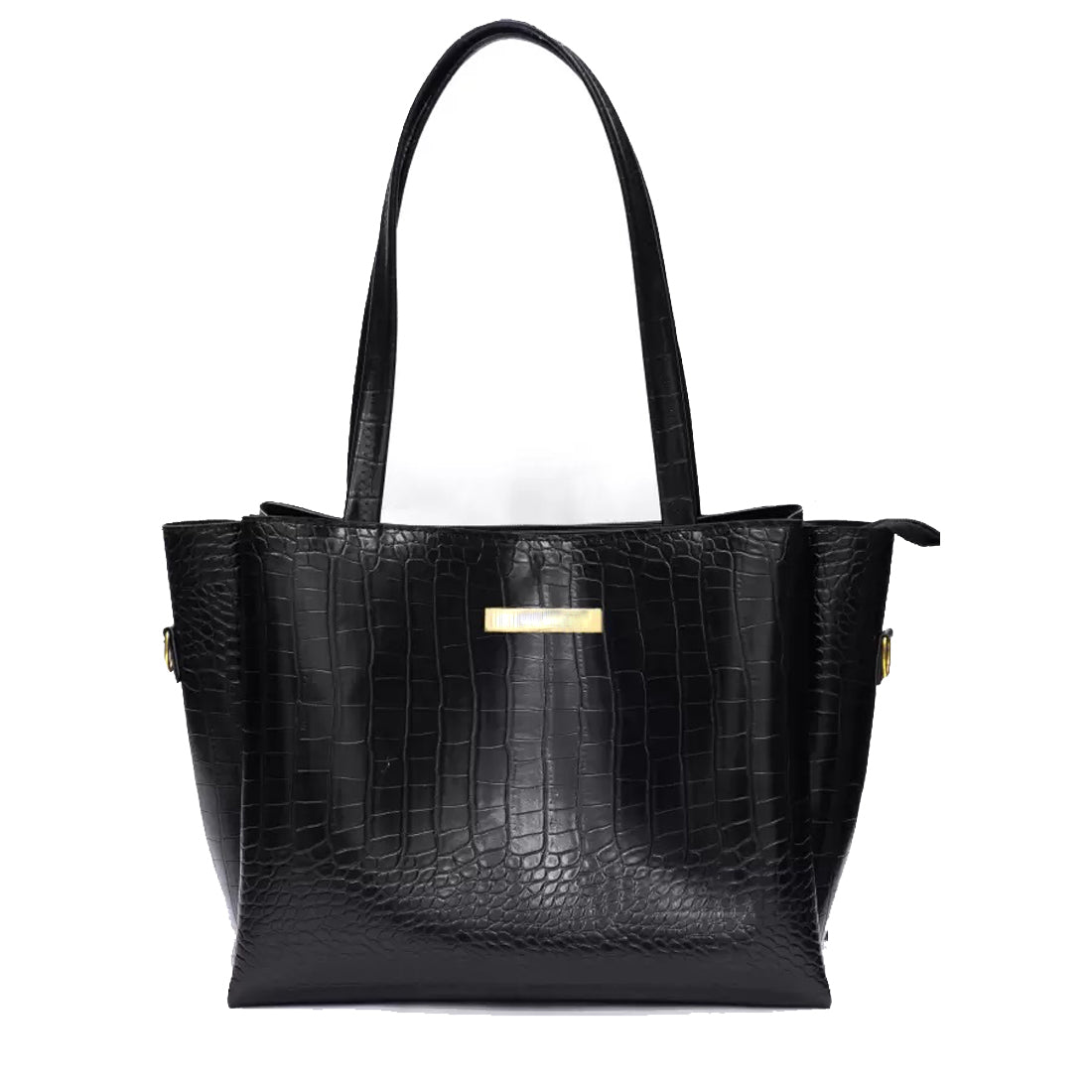 Classicove Black Croc-Textured Tote Bag with Spacious Compartments Desi Hands