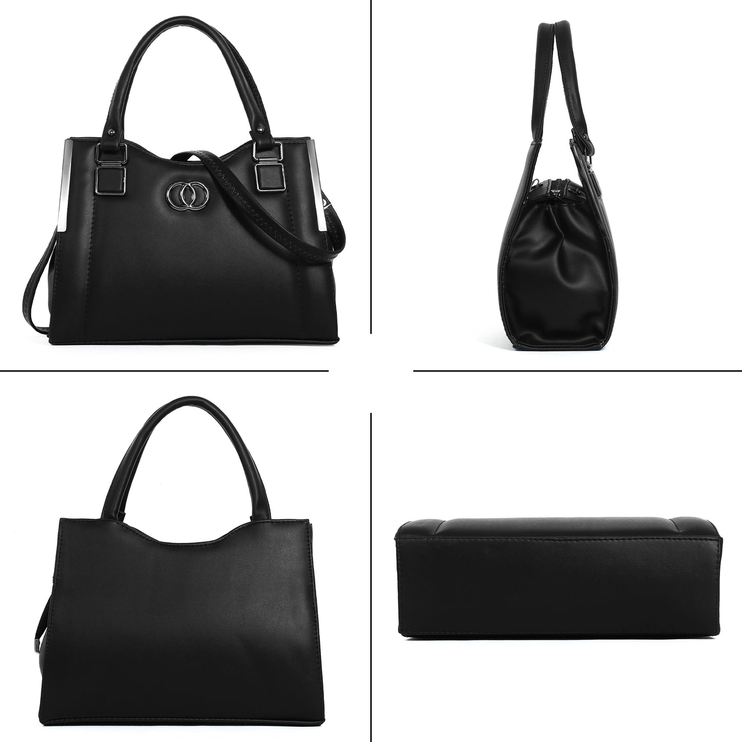 Classicove Black Elegance Handbag with Multi-Compartments & Premium Finish Desi Hands
