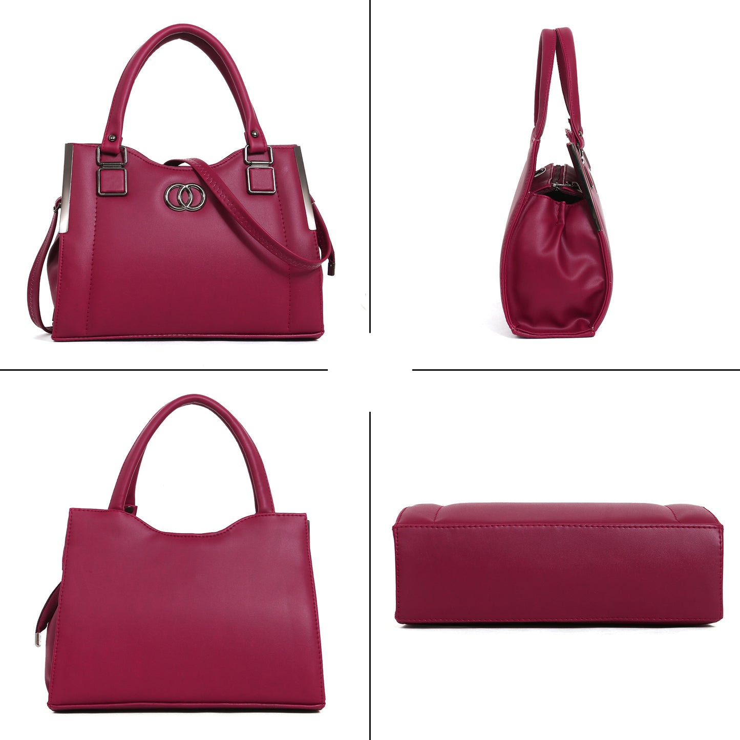 ClassiCove Women Pink  Handbag | PU Leather Satchel Bag with Sling Strap | Stylish Office & Casual Purse Desi Hands