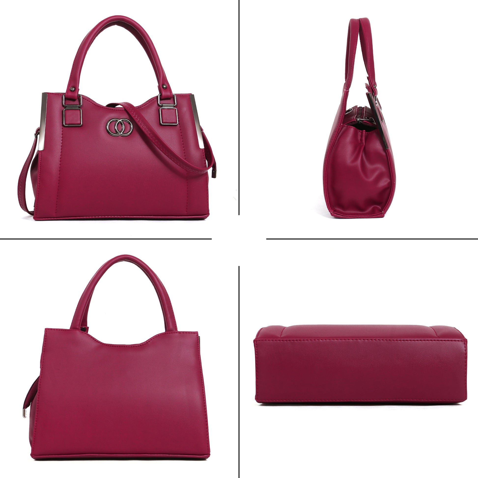 ClassiCove Women Pink  Handbag | PU Leather Satchel Bag with Sling Strap | Stylish Office & Casual Purse Desi Hands