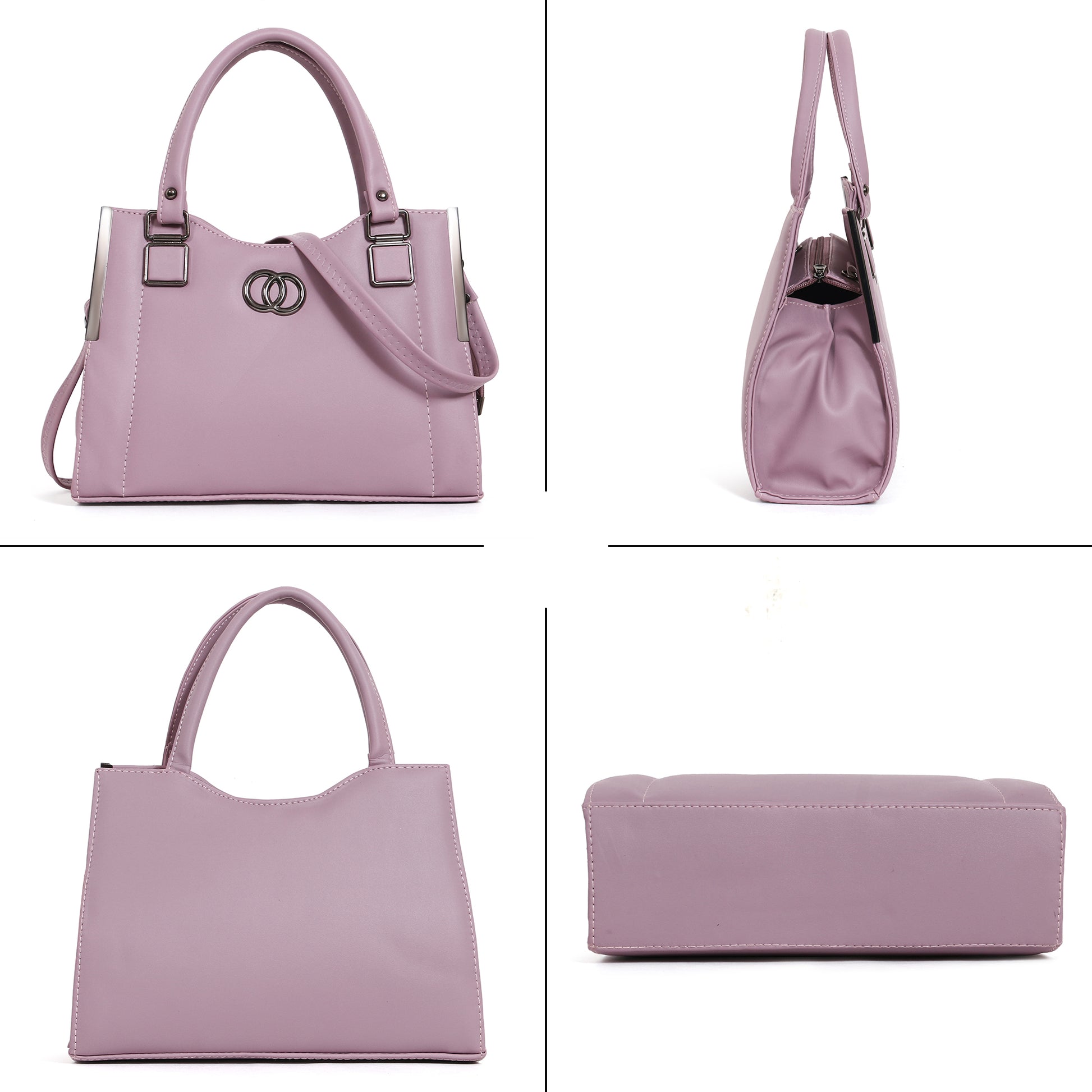 ClassiCove Women Lavender Handbag | PU Leather Satchel Bag with Sling Strap | Stylish Office & Casual Purs Desi Hands
