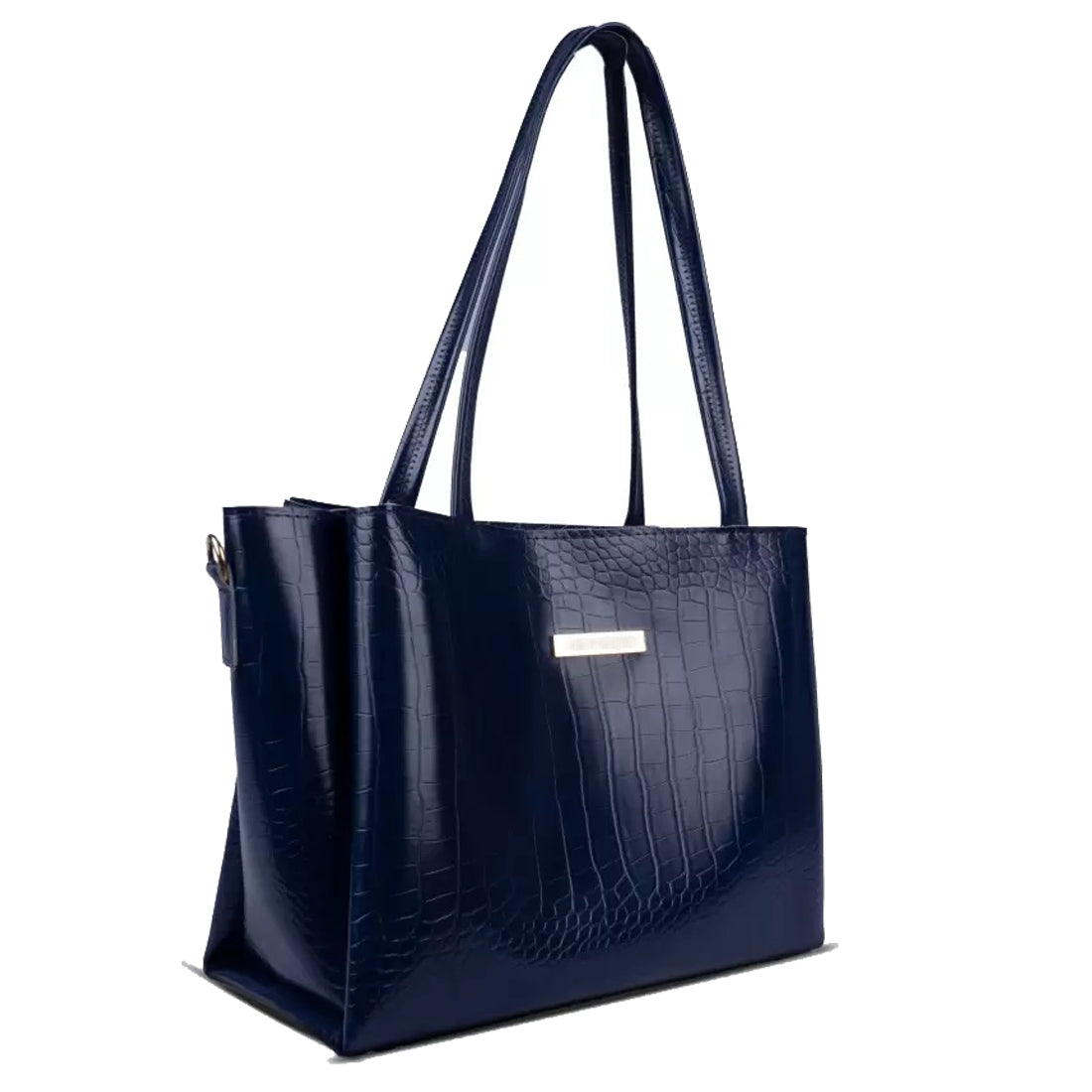 Classicove Premium Navy Blue Croc-Textured Tote Bag for Women Desi Hands