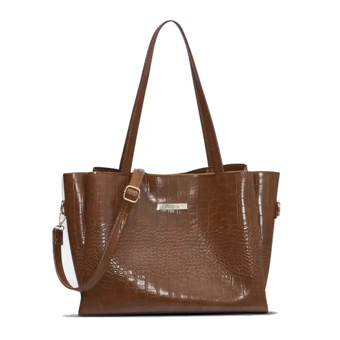 Classicove Elegant Brown Croc-Textured Tote Bag for Women Desi Hands