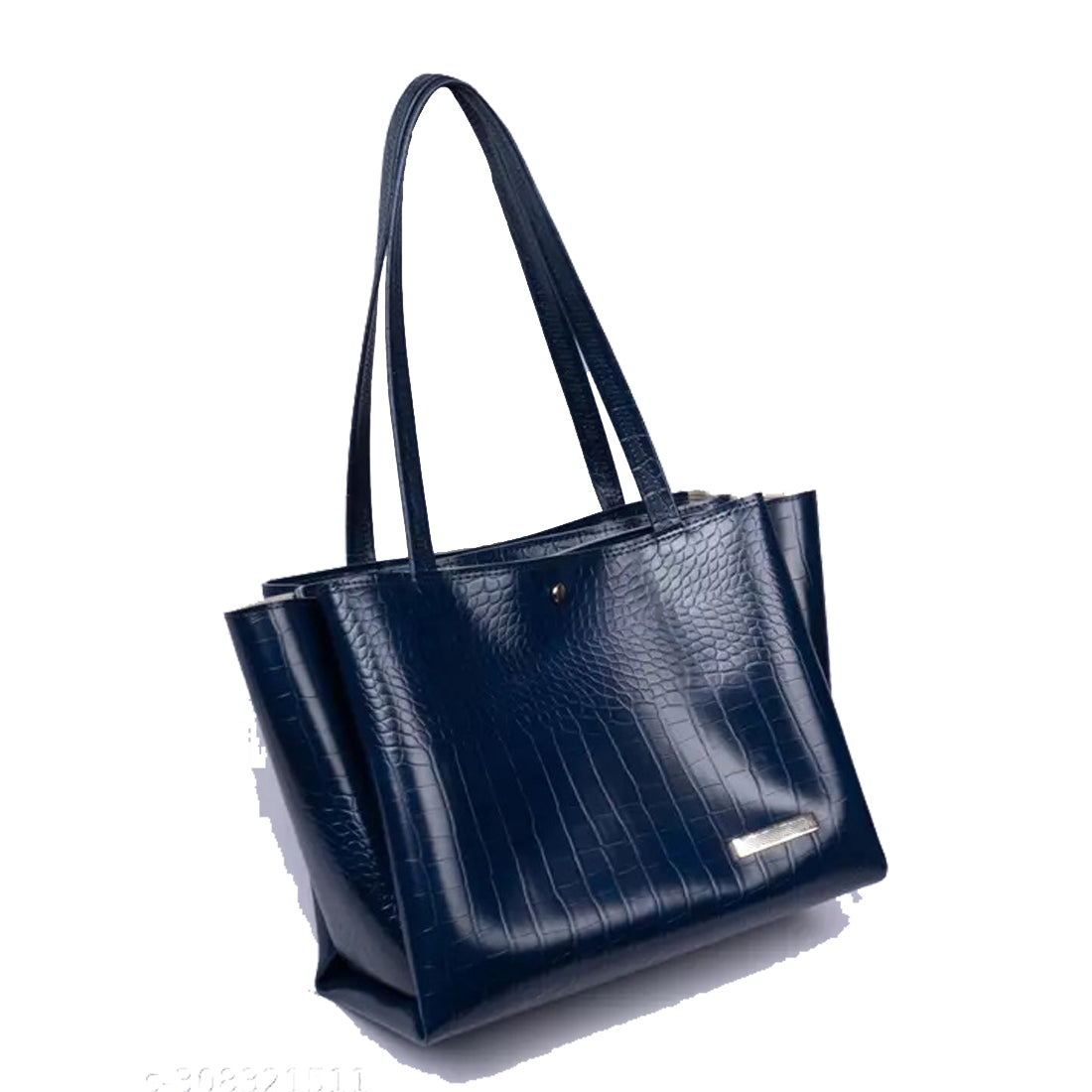 Classicove Premium Navy Blue Croc-Textured Tote Bag for Women Desi Hands