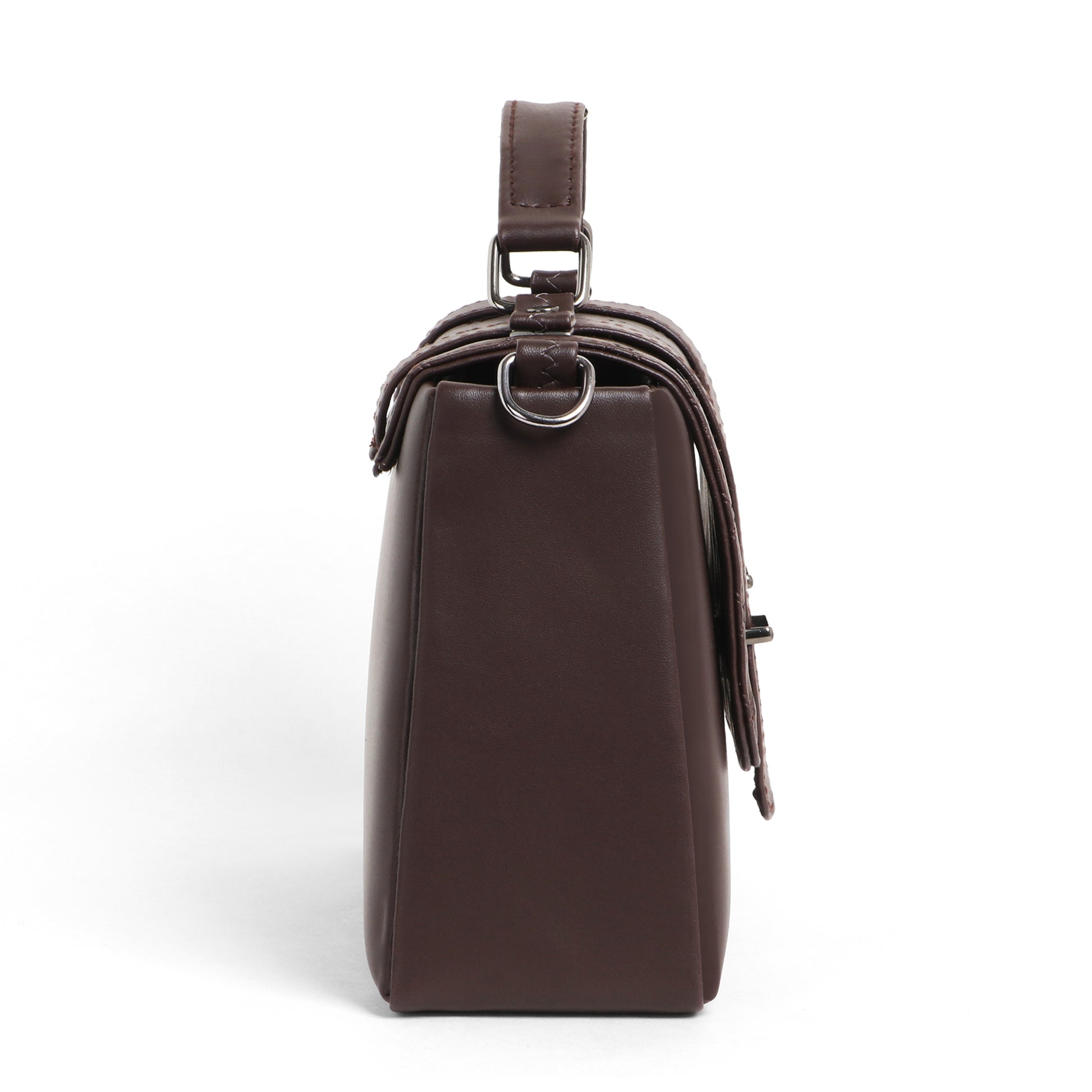 Elegant Multi-Compartment Brown Leather Handbag for Women by Classicove Desi Hands