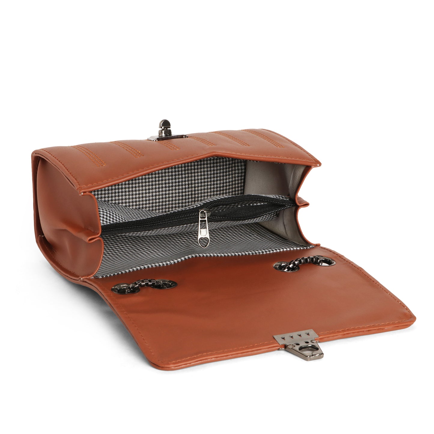 Classicove Tan Charm Shoulder Bag with Chain Strap & Elegant Stitching Desi Hands