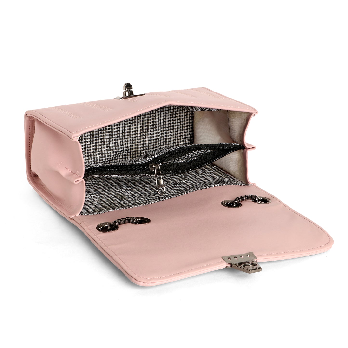 Classicove Chic Pink Chain Shoulder Bag with Multi-Compartments Desi Hands