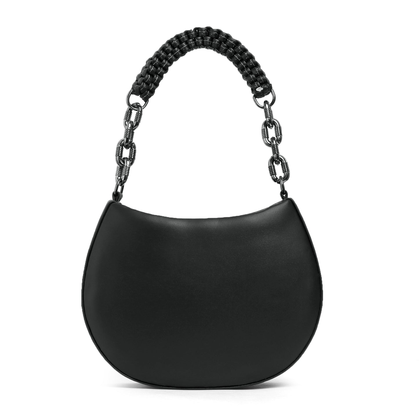Classicove Black Textured Shoulder Bag with Braided Handle Desi Hands