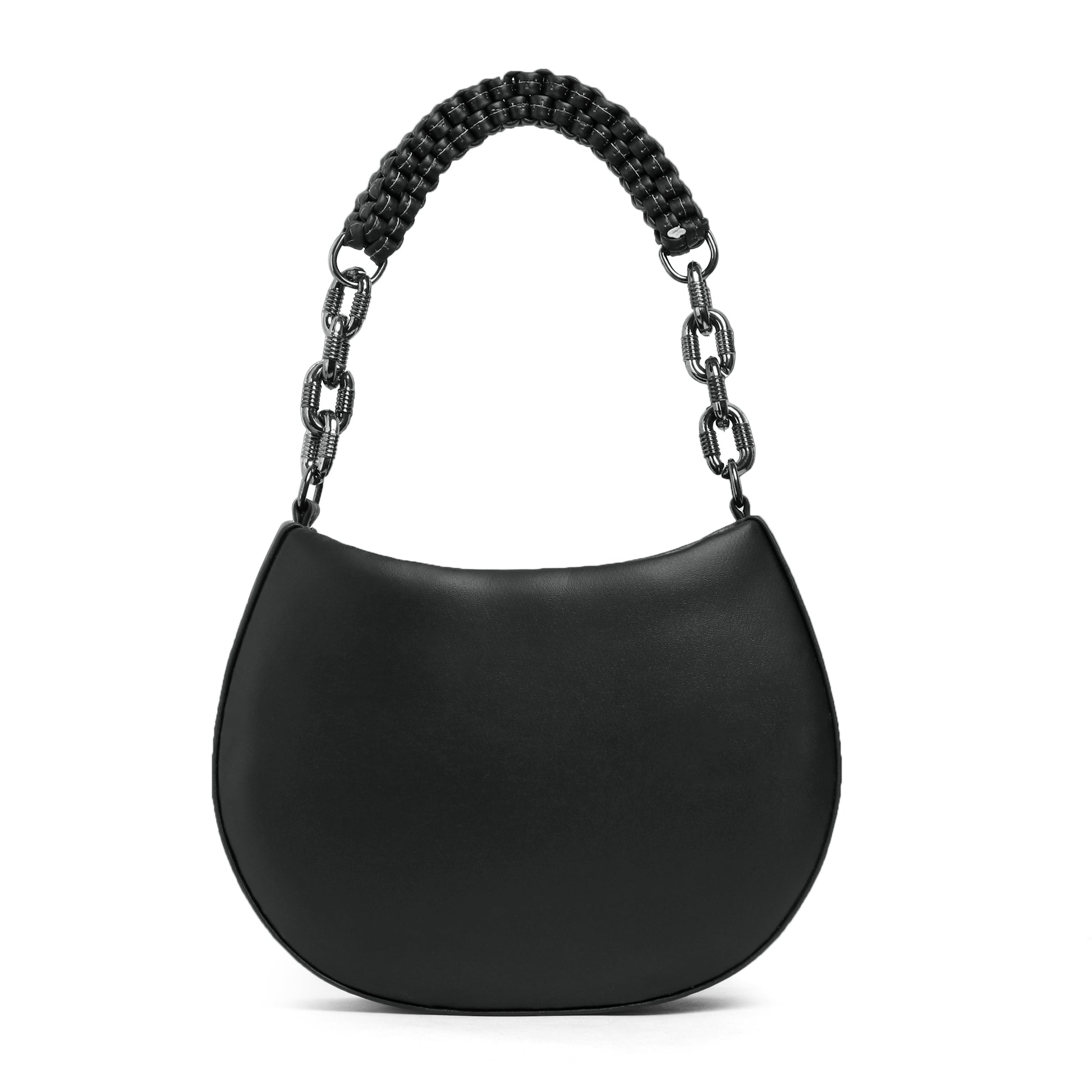 Classicove Black Textured Shoulder Bag with Braided Handle Desi Hands