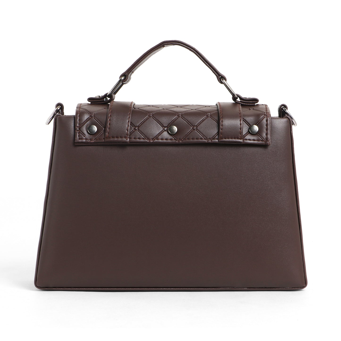 Classicove Quilted Elegance Handbag – Brown Structured Satchel Desi Hands