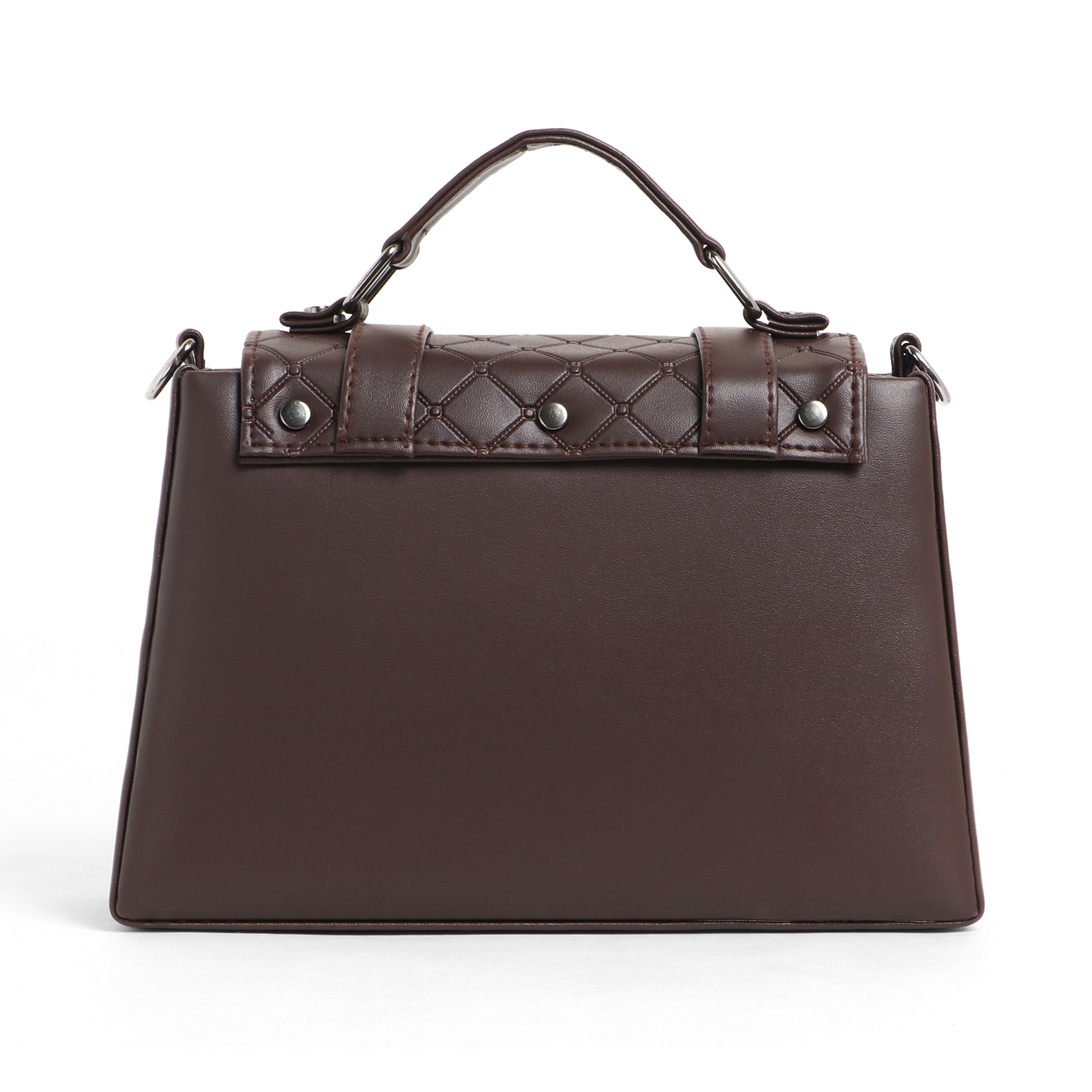 Classicove Quilted Elegance Handbag – Brown Structured Satchel Desi Hands