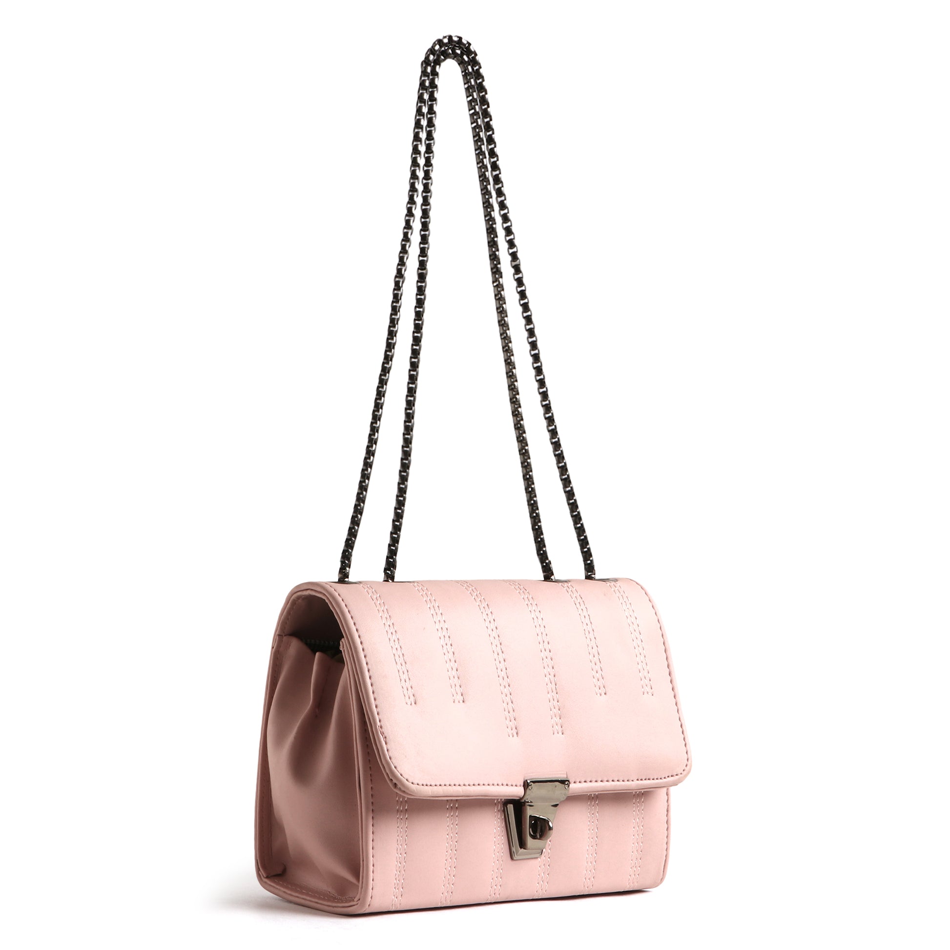 Classicove Chic Pink Chain Shoulder Bag with Multi-Compartments Desi Hands