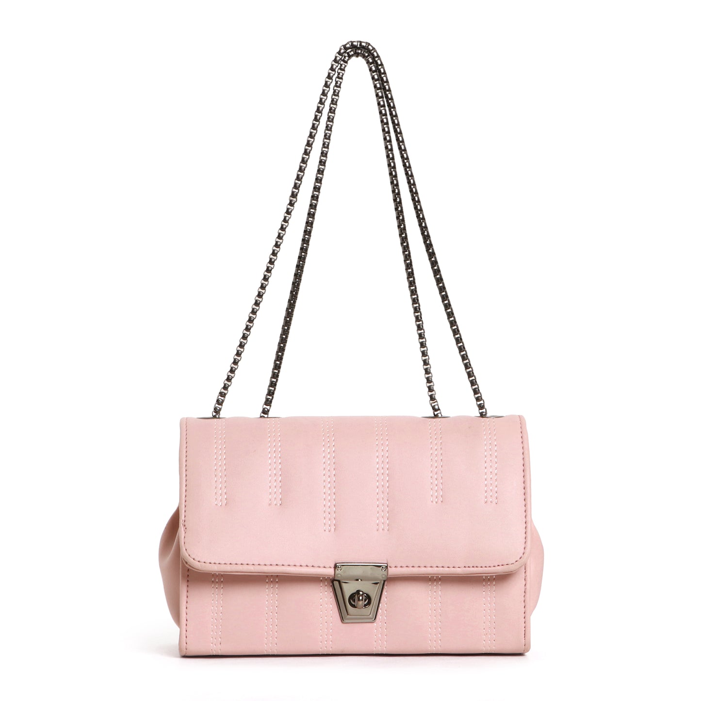 Classicove Chic Pink Chain Shoulder Bag with Multi-Compartments Desi Hands
