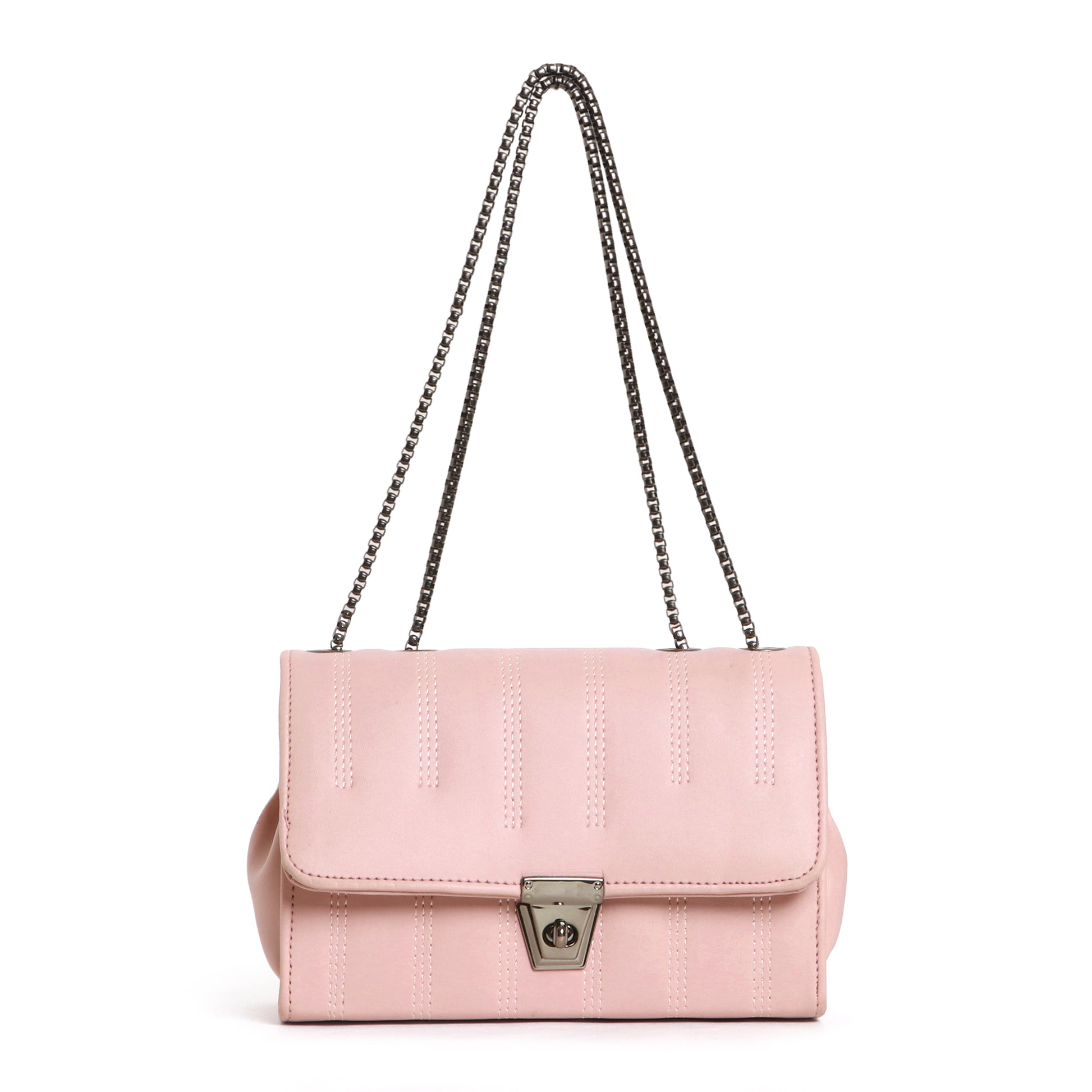 Classicove Chic Pink Chain Shoulder Bag with Multi-Compartments Desi Hands