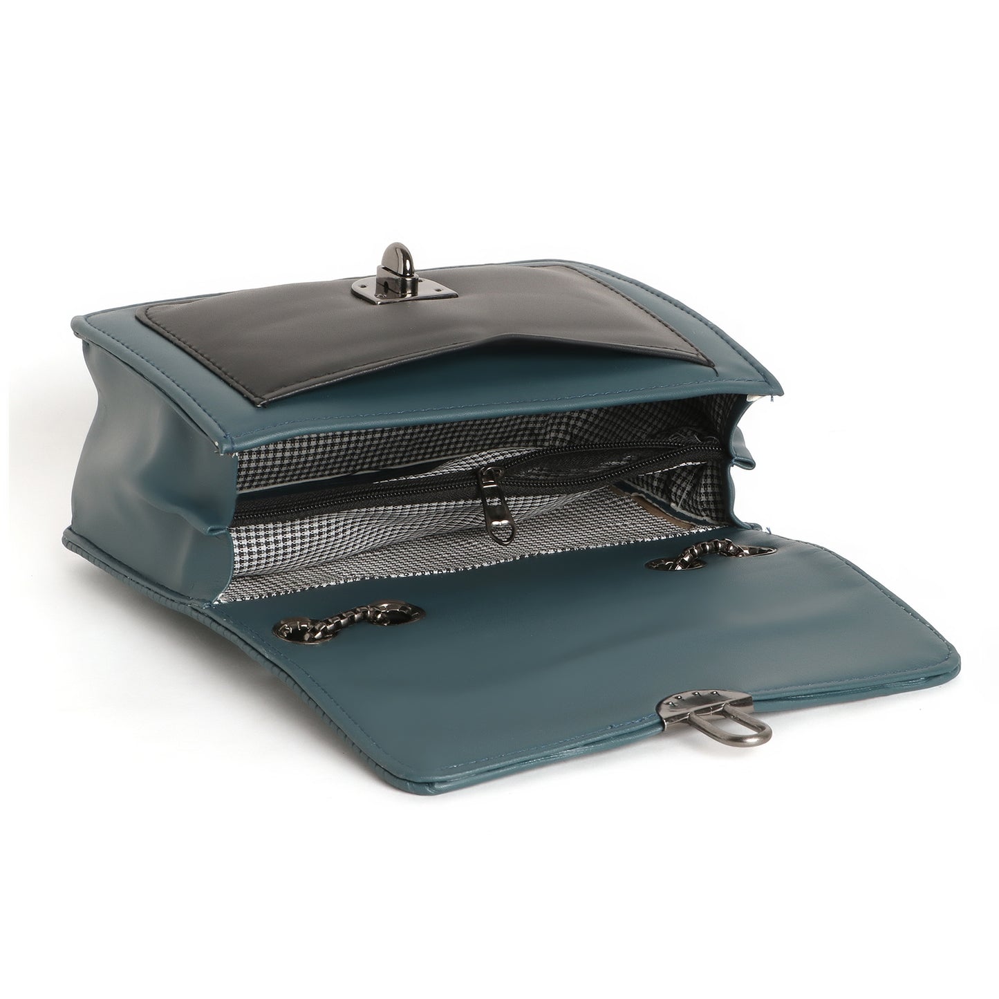 Classicove Teal Chain Shoulder Bag with Multi Compartments Desi Hands