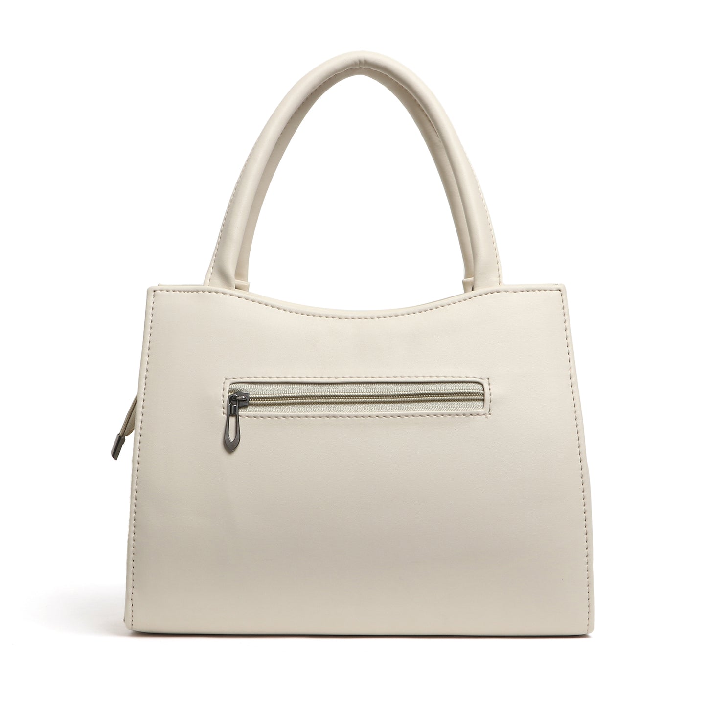 Classicove Elegant Cream Textured Handbag with Premium Fabric & Golden Hardware Desi Hands