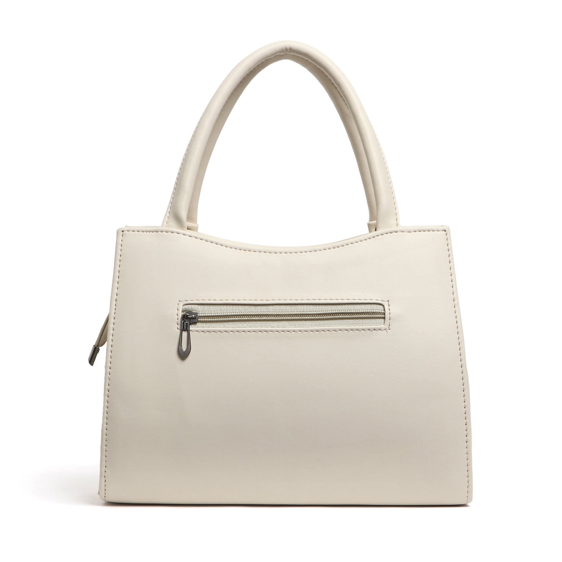 Classicove Elegant Cream Textured Handbag with Premium Fabric & Golden Hardware Desi Hands