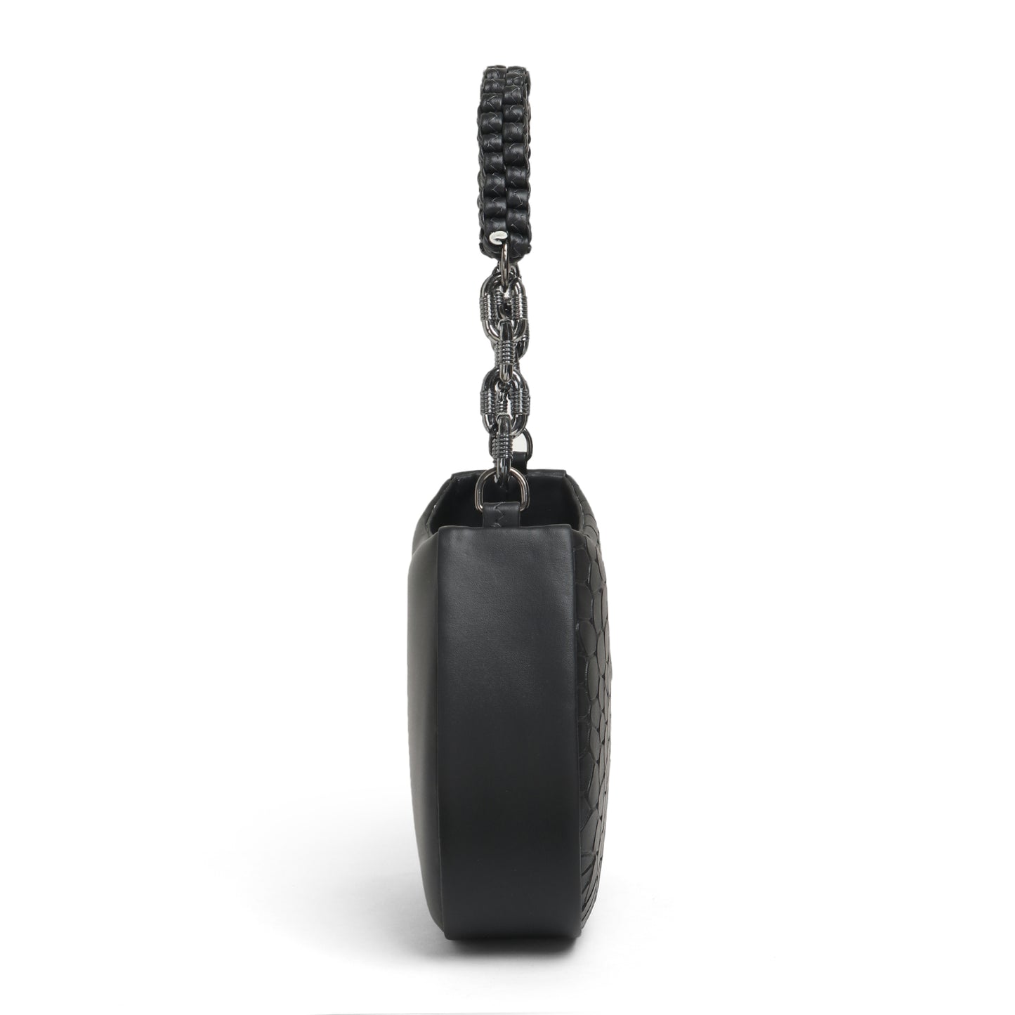 Classicove Black Textured Shoulder Bag with Braided Handle Desi Hands