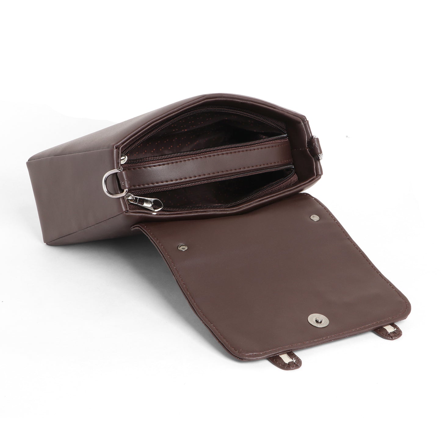 Elegant Multi-Compartment Brown Leather Handbag for Women by Classicove Desi Hands