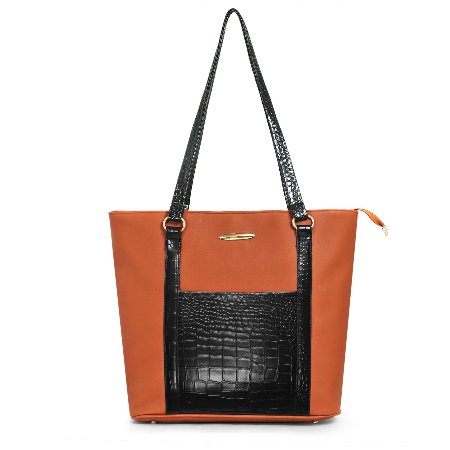 Classicove Dual-Tone Tote Bag with Croc-Texture Detailing & Multi Compartments Desi Hands