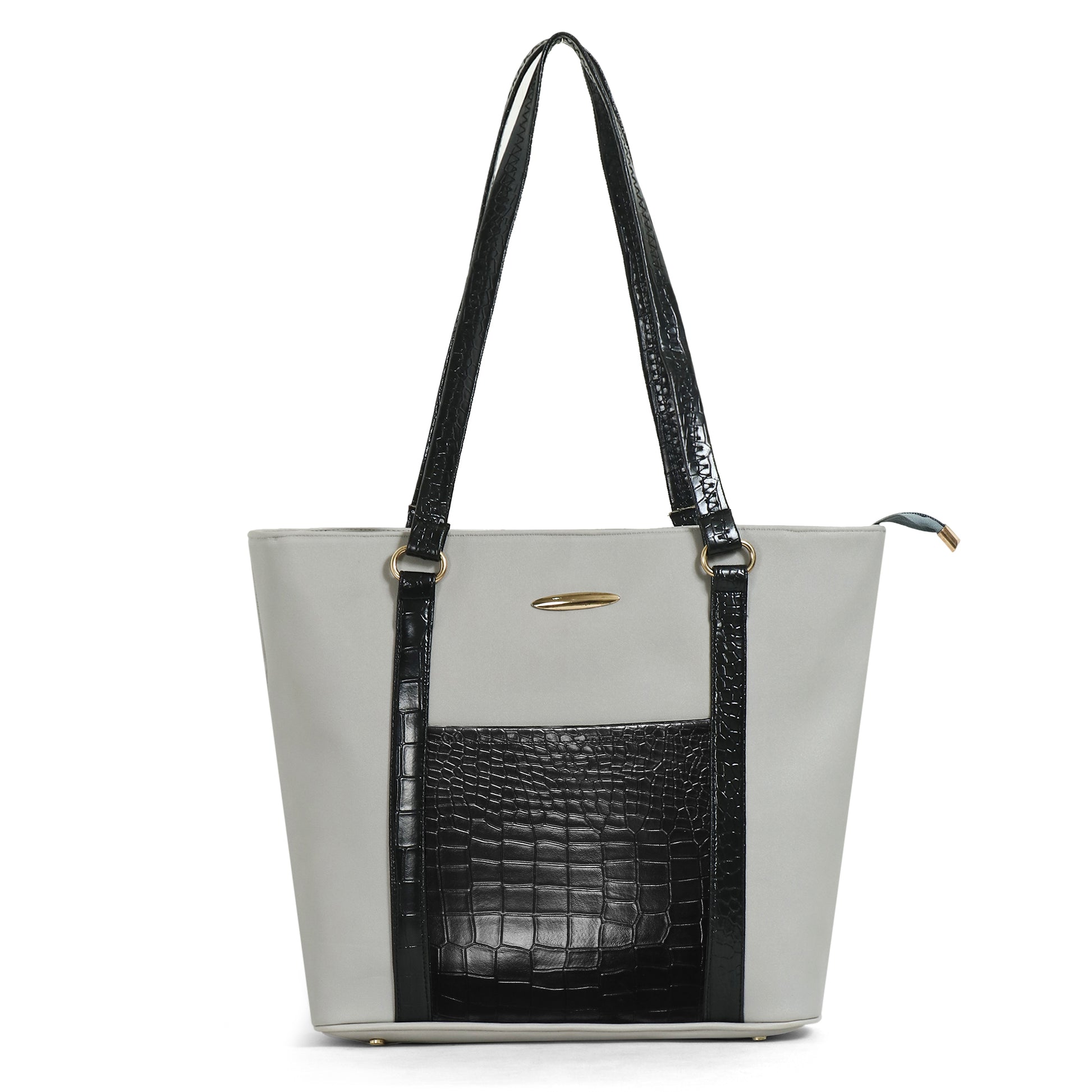 Classicove Grey & Black Tote Bag with Multi-Compartments for Women Desi Hands