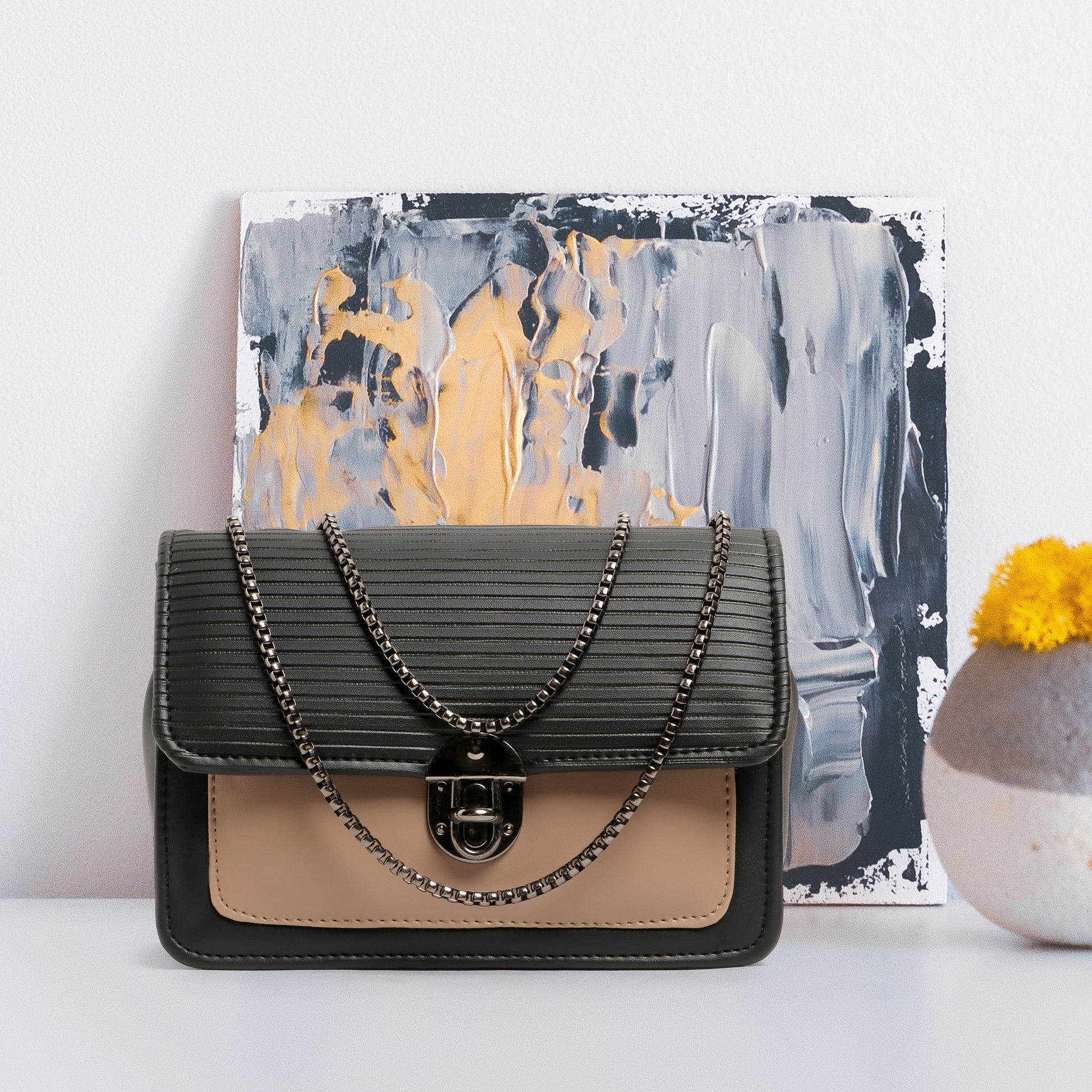 👜 Premium Stylish ( Black & Brown ) Multi-Compartment Handbag for Women – Elegant & Durable Desi Hands