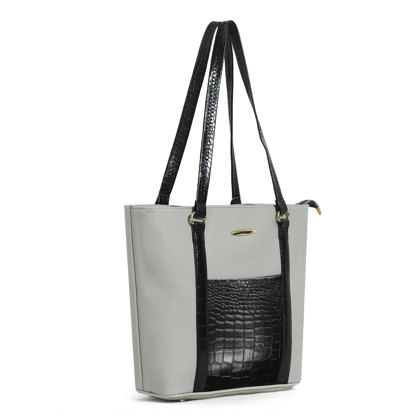 Classicove Grey & Black Tote Bag with Multi-Compartments for Women Desi Hands