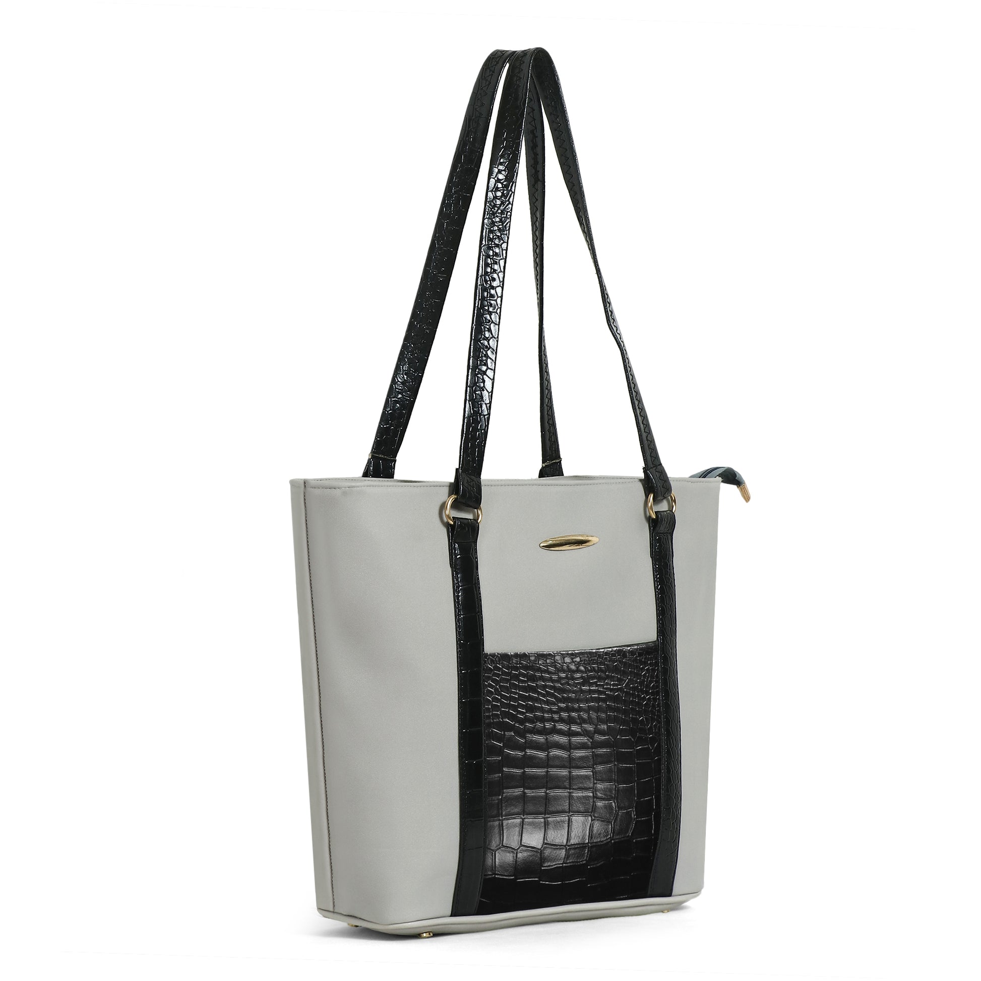 Classicove Grey & Black Tote Bag with Multi-Compartments for Women Desi Hands