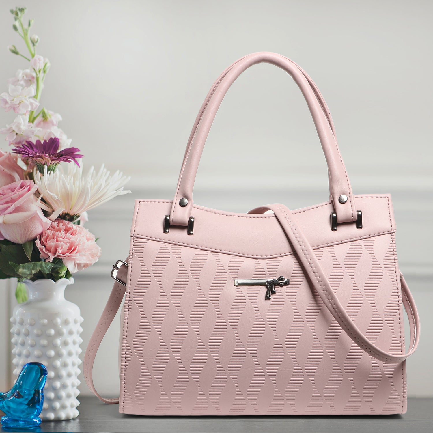 Classicove Elegant Pink Handbag with Multi-Compartments for Women Desi Hands