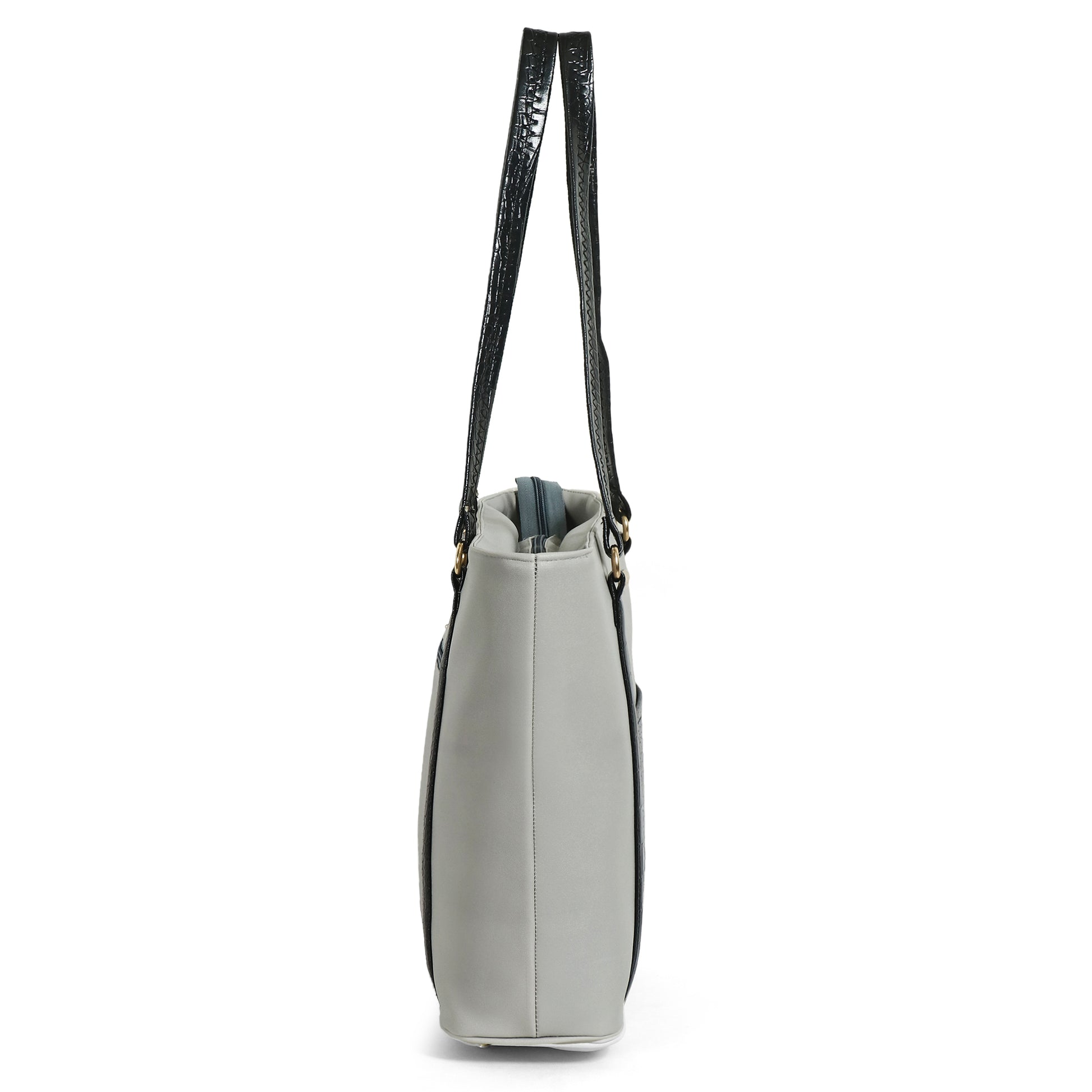 Classicove Grey & Black Tote Bag with Multi-Compartments for Women Desi Hands