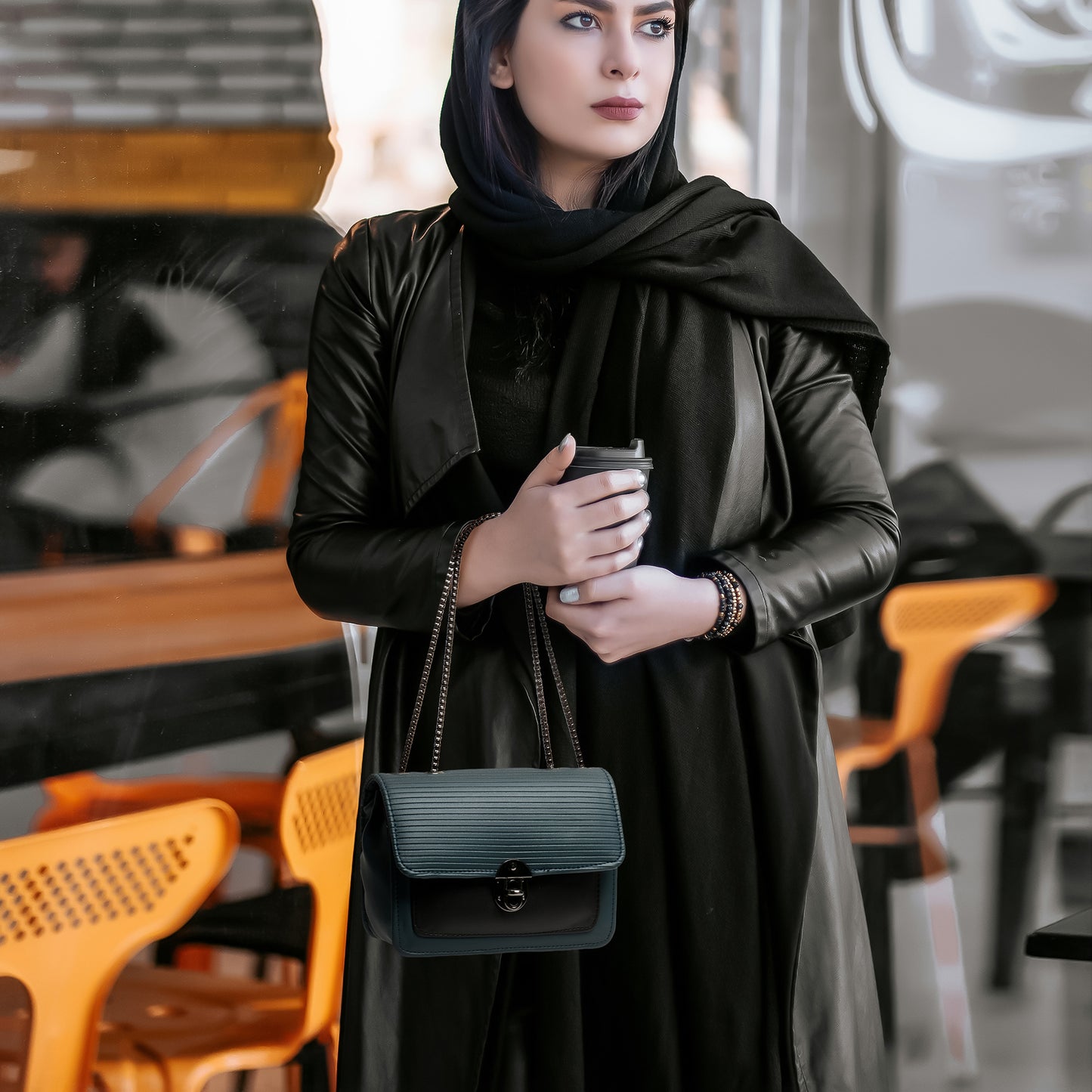 Classicove Teal Chain Shoulder Bag with Multi Compartments Desi Hands