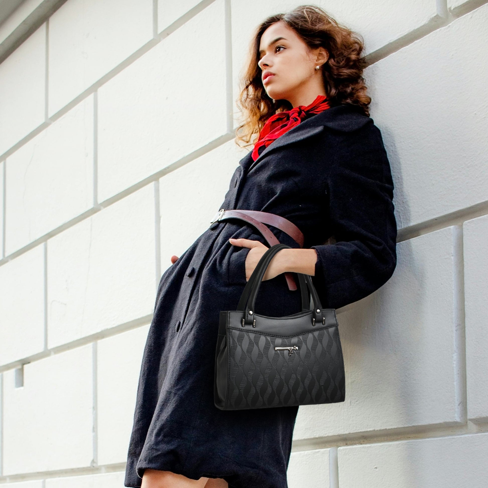 Classicove Black Elegant Handbag with Multi Compartments Desi Hands