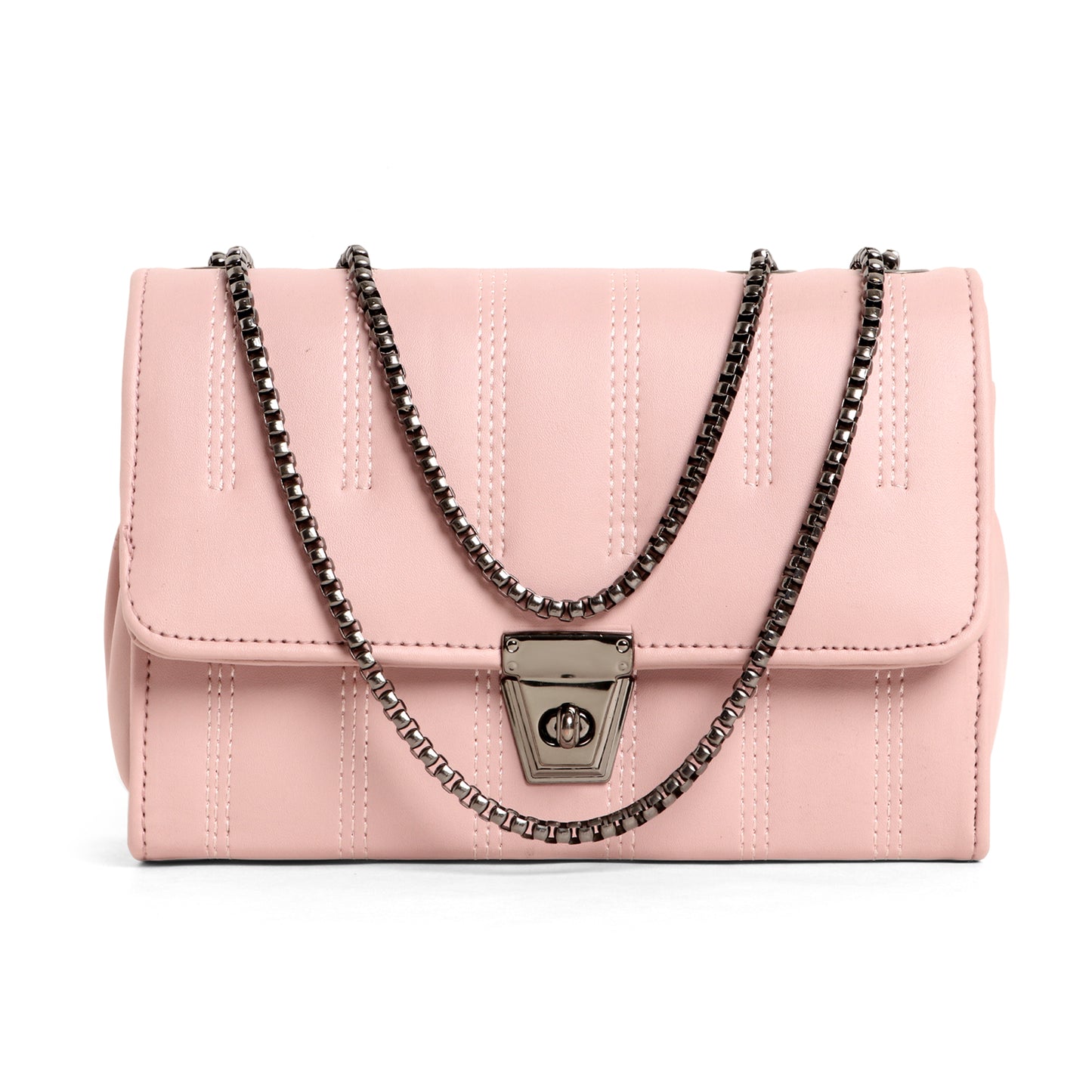 Classicove Chic Pink Chain Shoulder Bag with Multi-Compartments Desi Hands