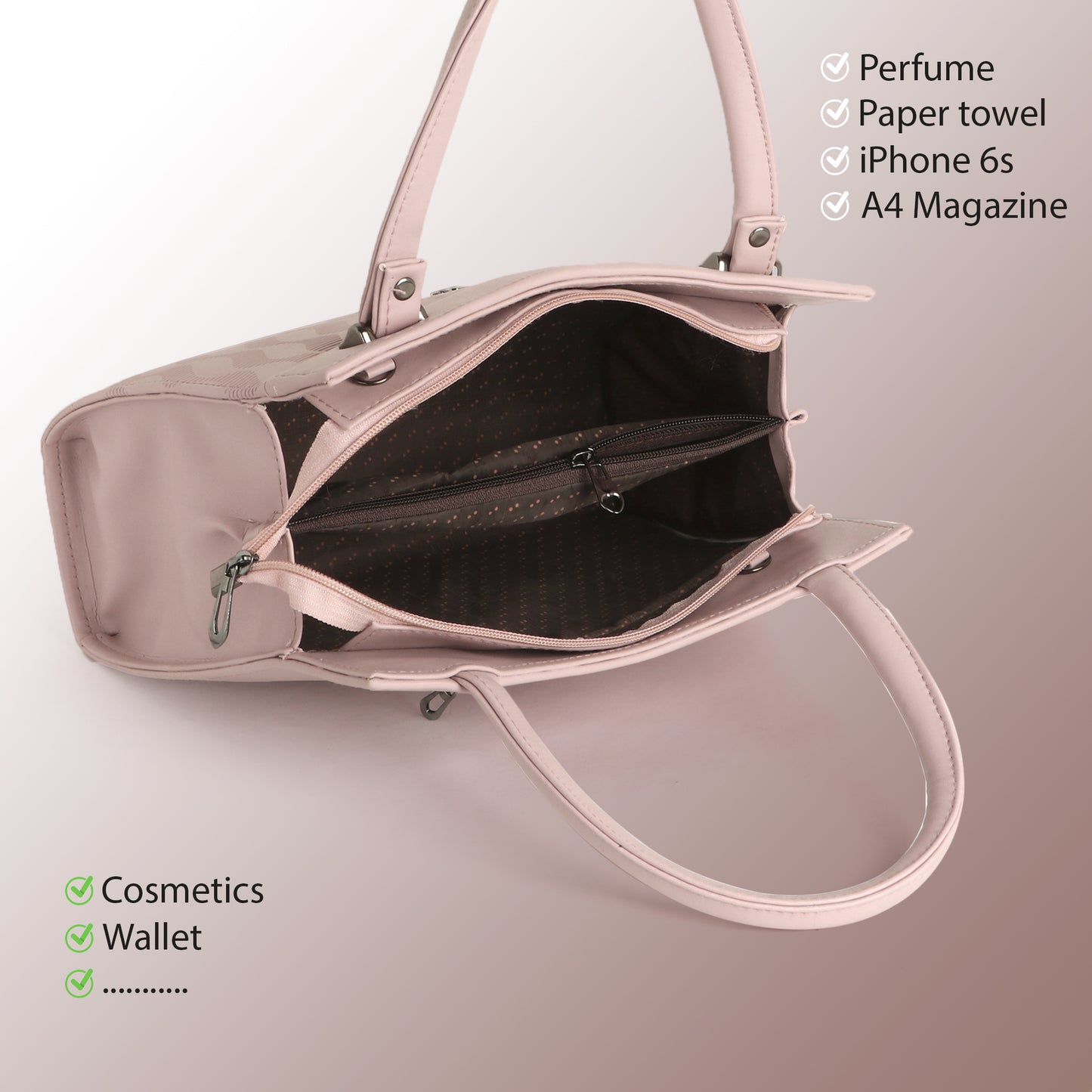 Classicove Elegant Pink Handbag with Multi-Compartments for Women Desi Hands