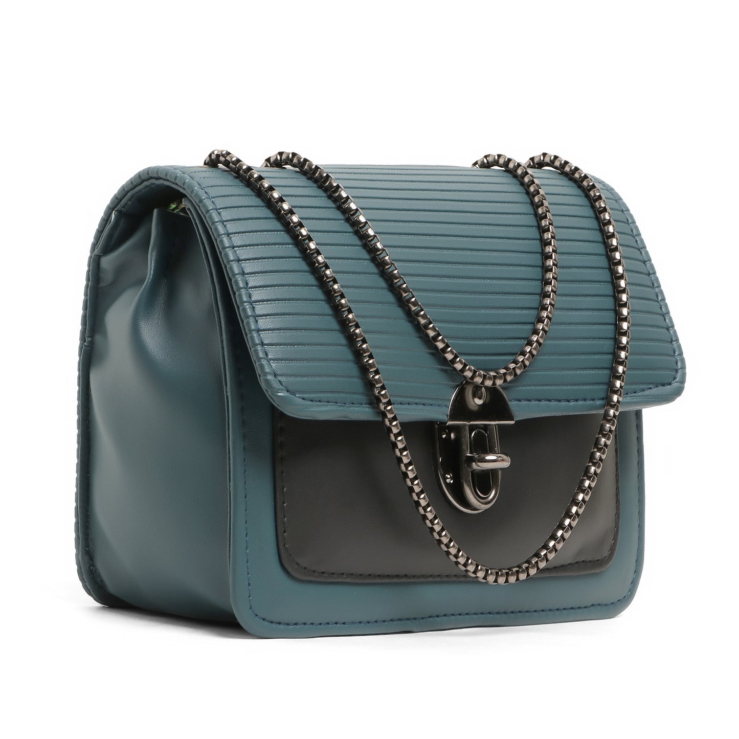 Classicove Teal Chain Shoulder Bag with Multi Compartments Desi Hands