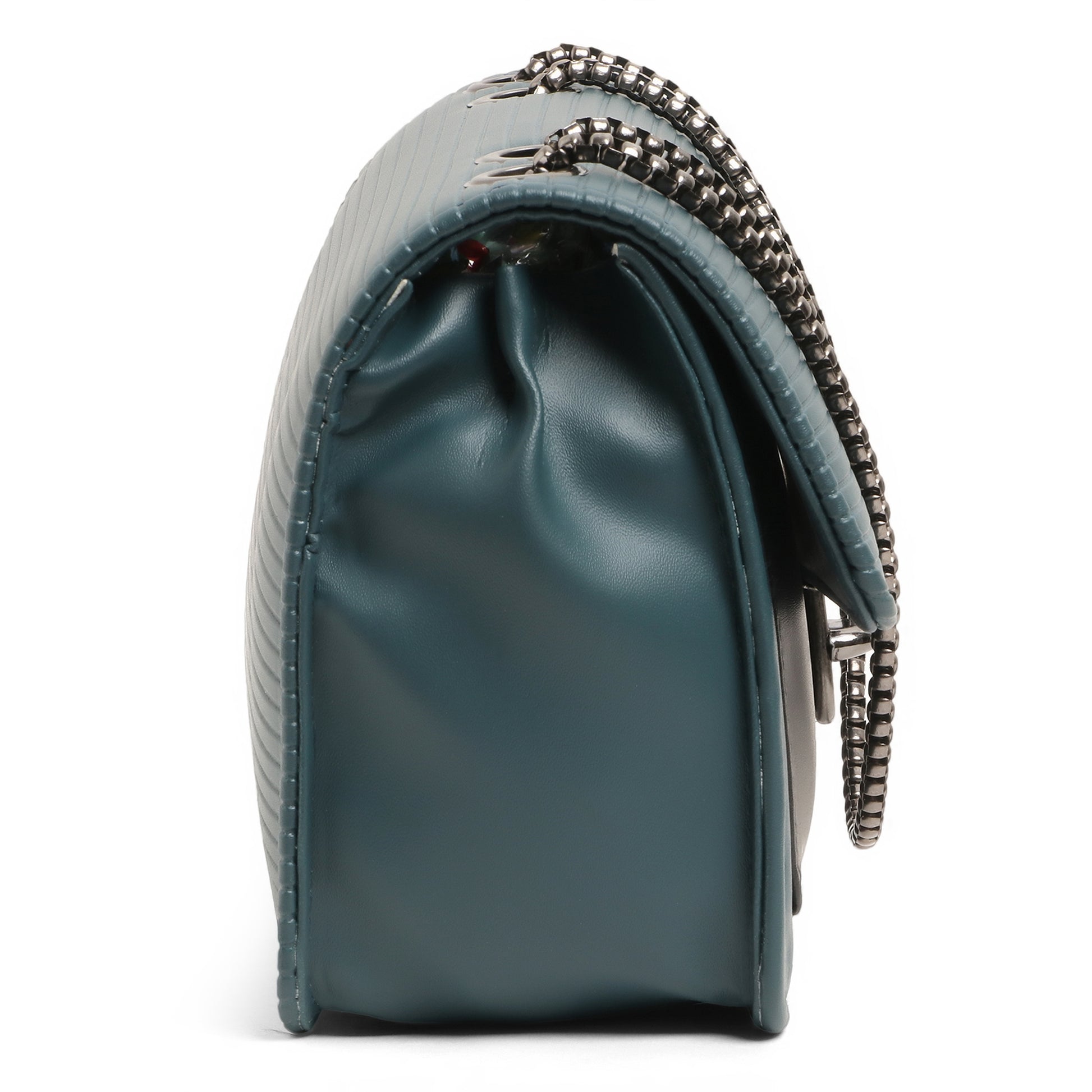 Classicove Teal Chain Shoulder Bag with Multi Compartments Desi Hands