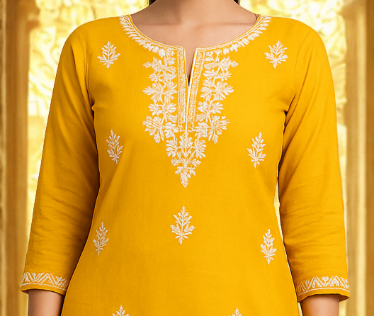 Classicove™ Yellow Embroidered Chanderi Cotton Suit Set – Desi Hands Exclusive